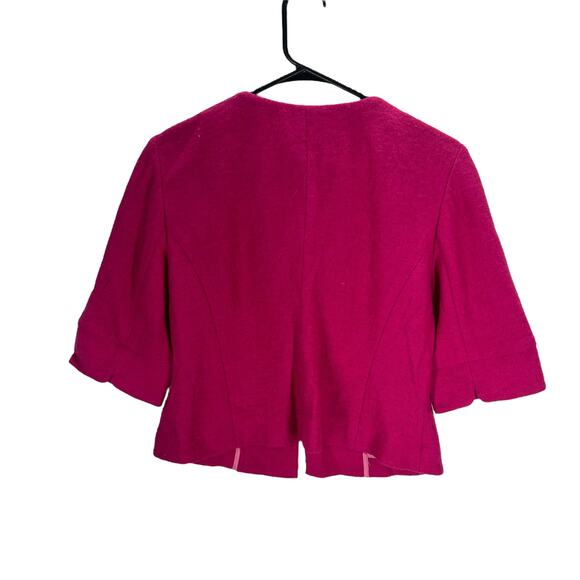 LOFT Pink Wool Blend Cropped Blazer M Gold Buttons Power Pink Preppy Vintage - Picture 5 of 6